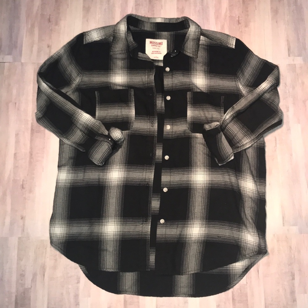 Boyfriend Fit Black & White Flannel